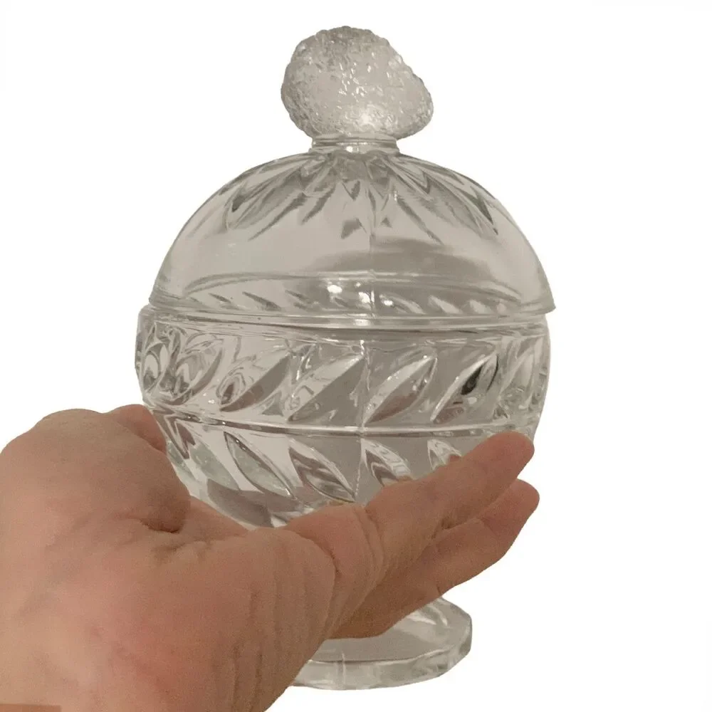 Vintage Indiana Glass Laurel Wreath Pedestal Candy Dish Strawberry Lid Compote